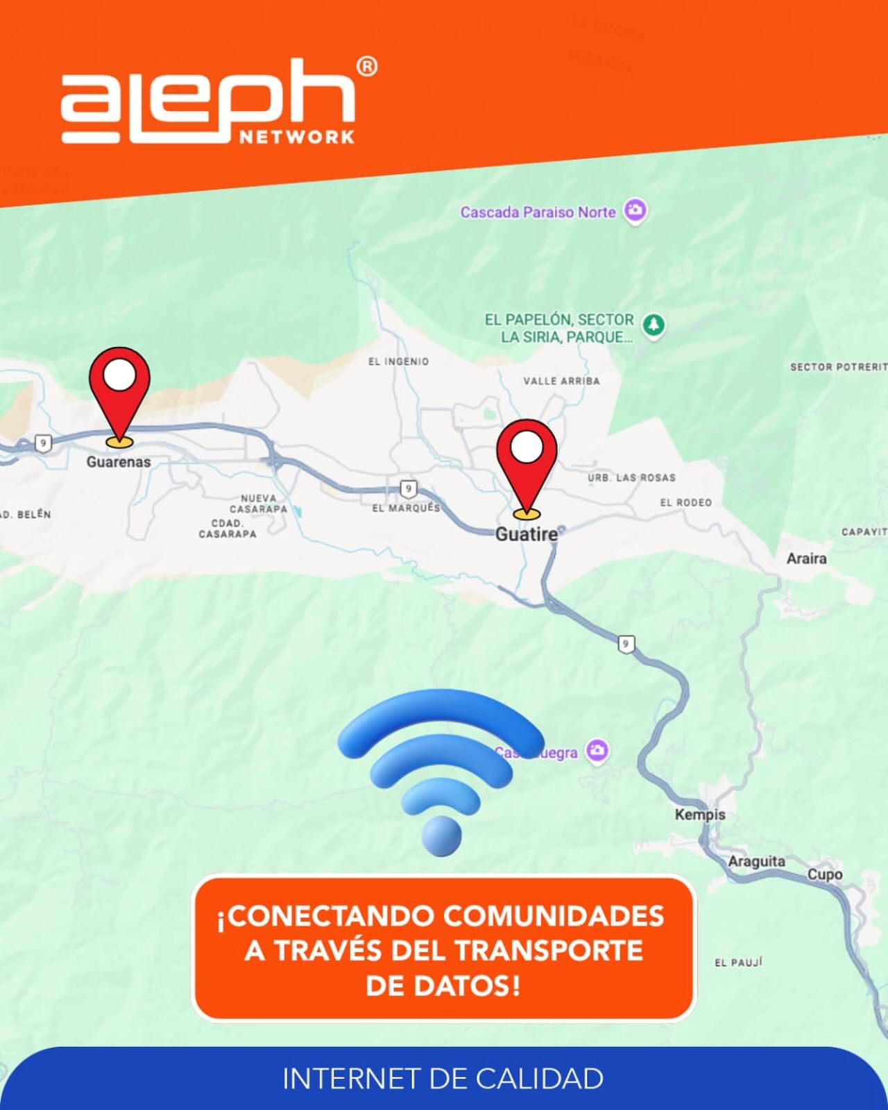 Conéctate a la velocidad de Aleph 🚀

🔹Tecnología Avanzada: Utilizamos lo último en tecnología inalámbrica para garantizar que tus datos viajen de manera rápida y segura. Desde enlaces de microondas hasta sistemas de radio, cada conexión cuenta.

🔹Redes Estables: Nuestro enfoque en la infraestructura robusta asegura que tu conexión sea constante, incluso en condiciones climáticas adversas. ¡La fiabilidad es nuestra prioridad!

🔹Cobertura Amplia: Gracias a nuestras torres estratégicamente ubicadas, llevamos Internet a áreas rurales y suburbanas que a menudo son pasadas por alto. ¡Todos merecen estar conectados! 

🔹Bajo Latencia: Nos aseguramos de que la experiencia de navegación sea fluida y sin interrupciones, ideal para streaming, juegos y videoconferencias.

🔹Soporte Local: Nuestro equipo está siempre disponible para ayudarte con cualquier consulta o problema. Creemos en la importancia de un servicio al cliente excepcional.

Conéctate con nosotros y experimenta la diferencia del transporte de datos eficiente. ¡Juntos, llevamos la conectividad a nuevas alturas!🚀

#wisp #transportededatos #conectividad #internetinalámbrico #comunidadesconectadas
