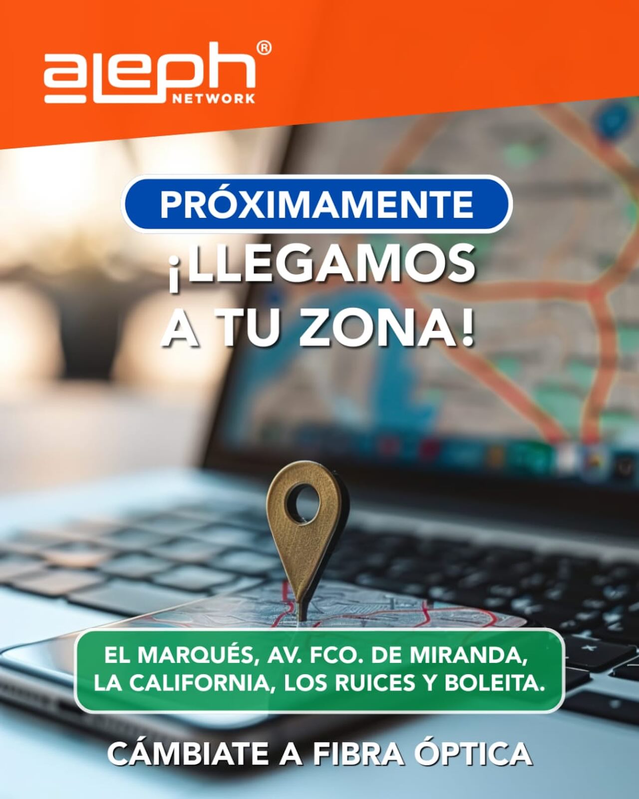 📍 ¡Estamos cada vez más cerca de ti! 

La velocidad y estabilidad que buscas están por llegar a tu comunidad. Muy pronto, la fibra óptica de ALEPH Network estará disponible en El Marqués, Av. Francisco de Miranda, La California, Los Ruices y Boleíta.

Prepárate para disfrutar de una conexión más rápida, confiable y diseñada para acompañarte en cada momento de tu día. 💻

Mantente atento a nuestras redes y sé de los primeros en conectarte a la nueva experiencia digital.

#fibraóptica #internet #calidad #velocidad #mascercadeti
